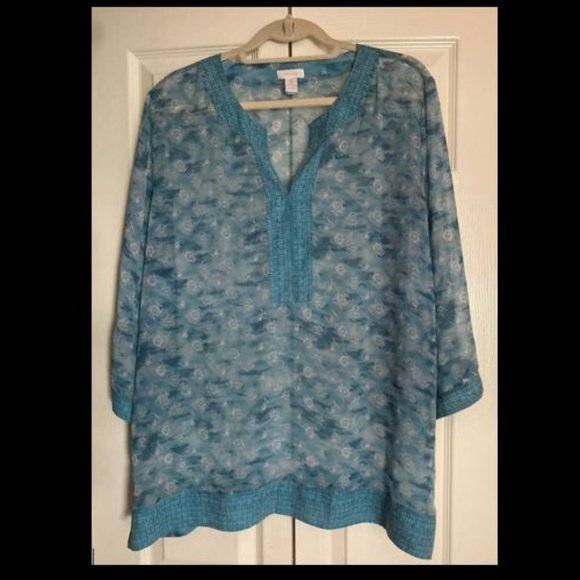 Chico's Sheer Tunic Cover-Up size 3 or 16-18 - Picture 1 of 10